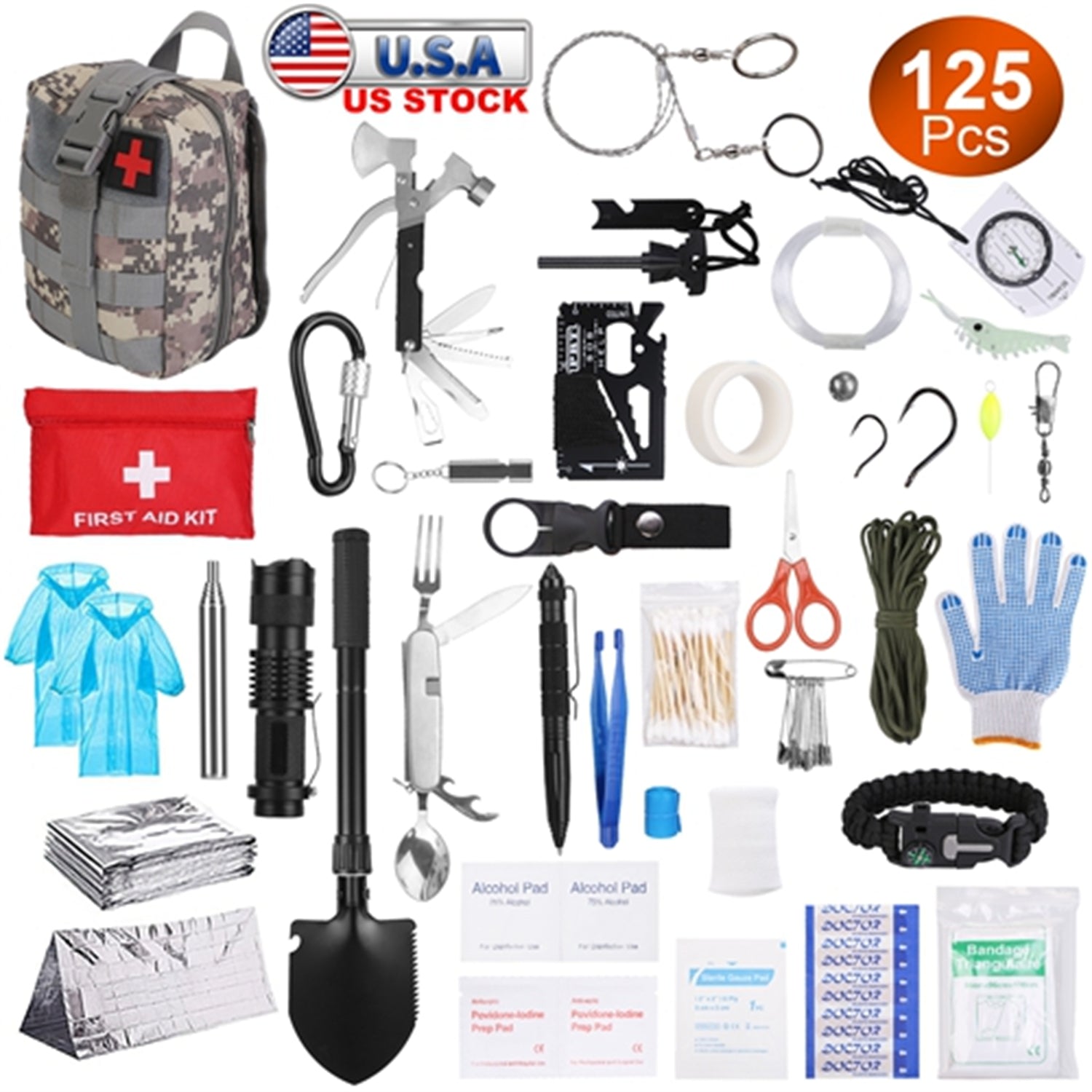 125 in 1 Survival Kits, Gifts for Men, Professional Survival Gear Equipment Tools First Aid Supplies for SOS Emergency Tactical Hiking Hunting Disaster Camping Adventures