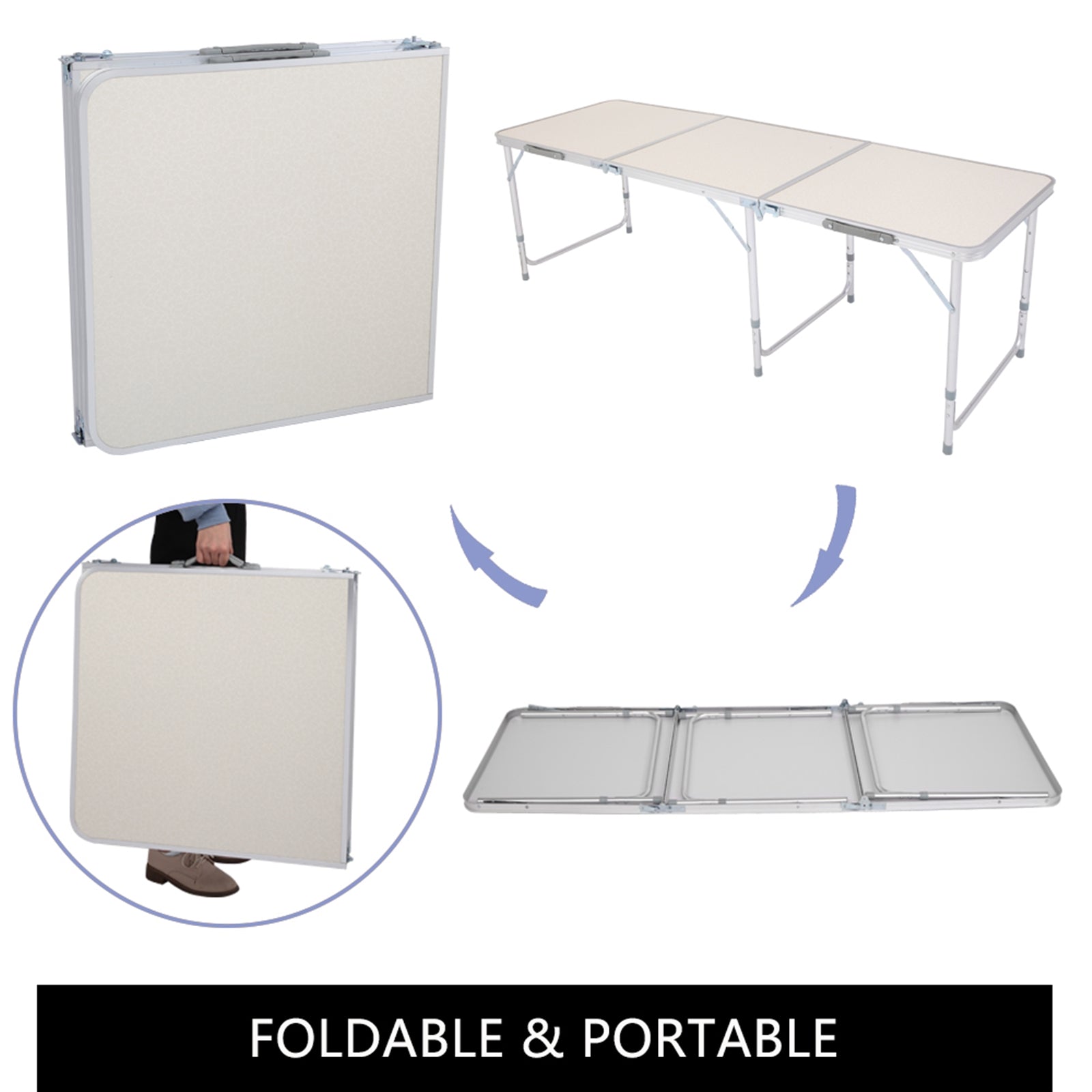 180 x 60 x 70cm Home Use Aluminum Alloy Folding Table White