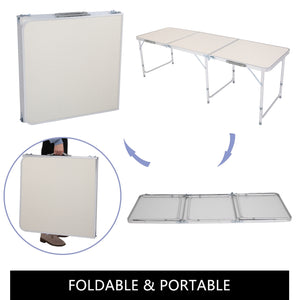 180 x 60 x 70cm Home Use Aluminum Alloy Folding Table White