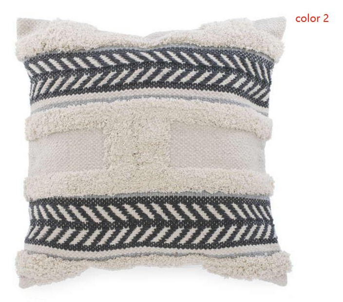 Woven Tufted Pillowcases with Tassels Accent Cushion Covers