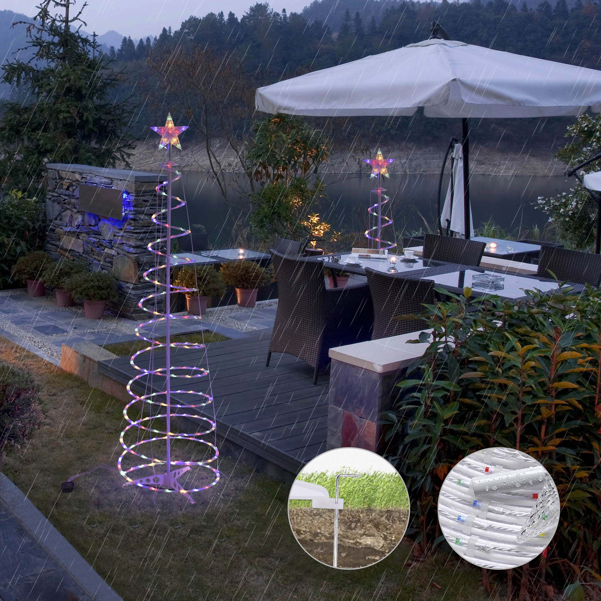 LED Christmas Lights Set contains 3 pieces of spiral LED Christmas tree with star finial Freely choose Twinkle or Steady-on mode for restaurant;  exhibition;  garden;  patio;  balcony;  yard and so on