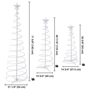 LED Christmas Lights Set contains 3 pieces of spiral LED Christmas tree with star finial Freely choose Twinkle or Steady-on mode for restaurant;  exhibition;  garden;  patio;  balcony;  yard and so on