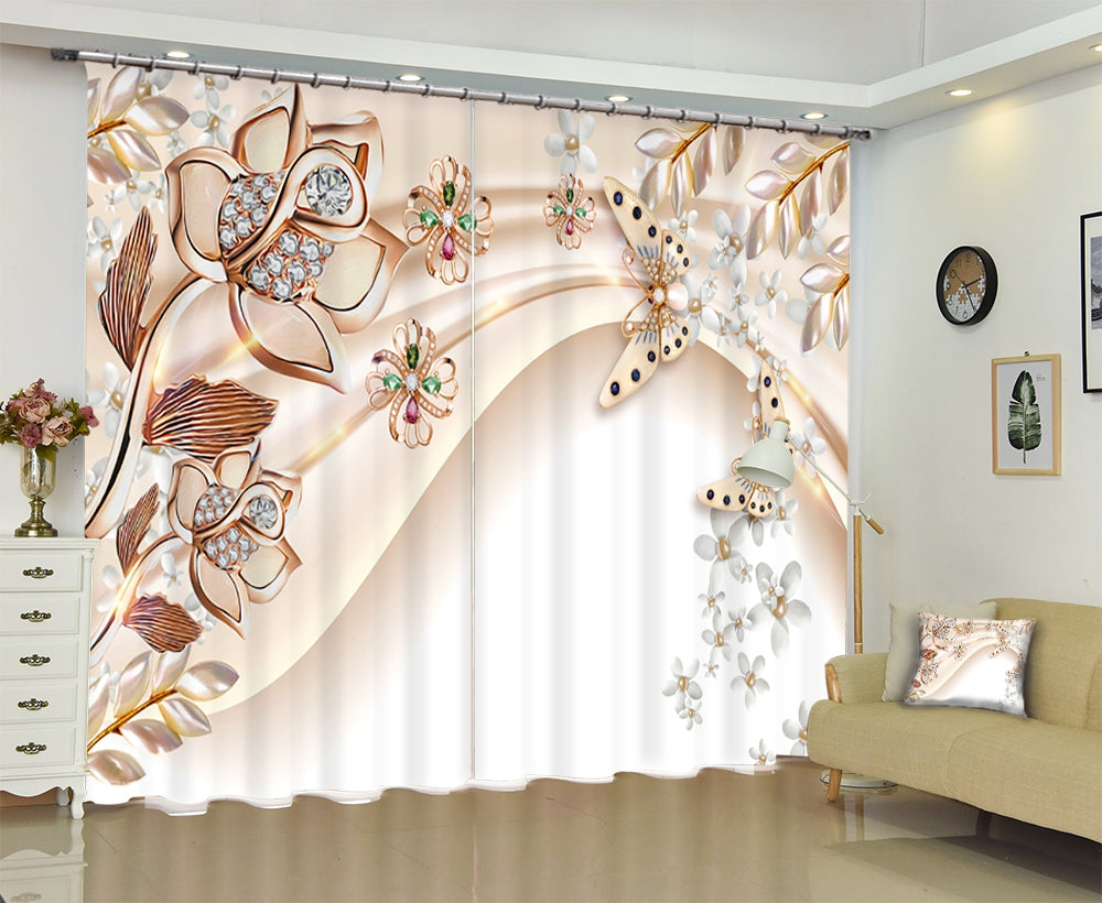 High Quality European jewelry curtains 3D Landscape Blackout Curtains