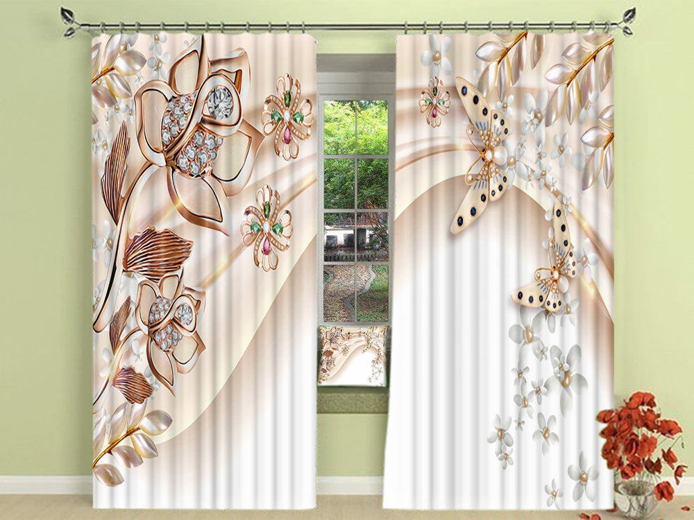 High Quality European jewelry curtains 3D Landscape Blackout Curtains