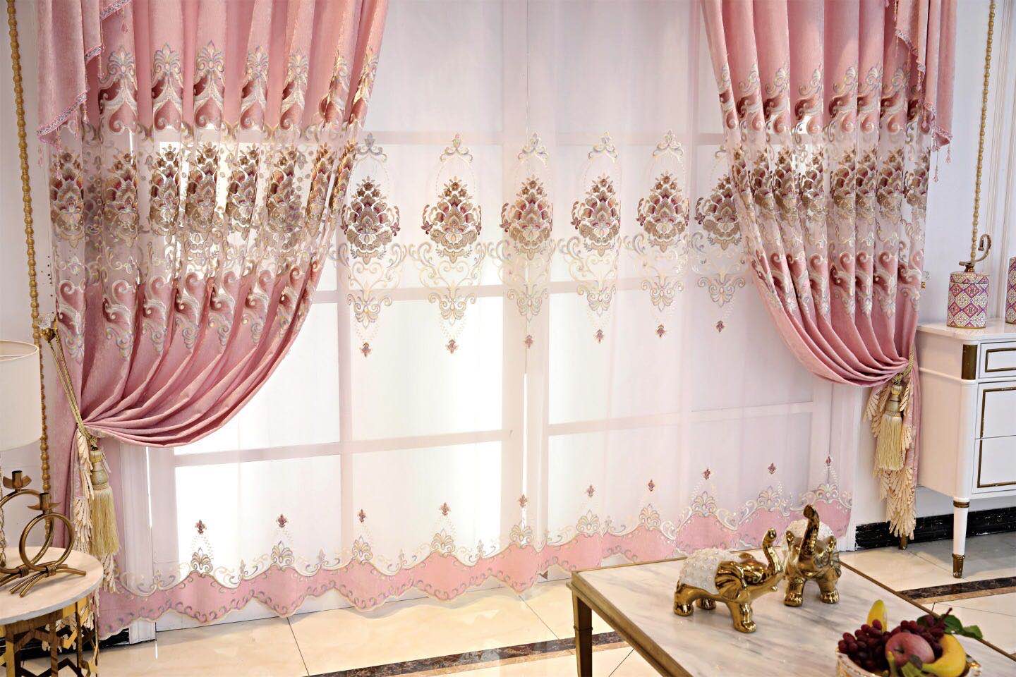 European design and cheap price embroidery sheer fabric luxury style curtain