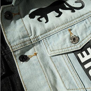 Street hip hop style popular two tone denim streetwear jacket for men