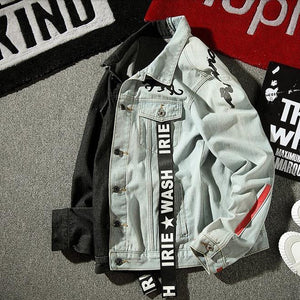 Street hip hop style popular two tone denim streetwear jacket for men