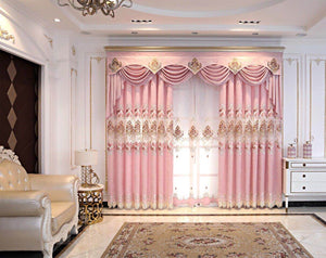 European design and cheap price embroidery sheer fabric luxury style curtain