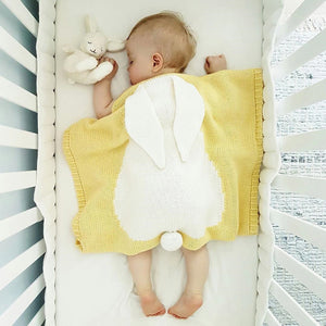 Children's air conditioning blanket baby boys and girls knitted blanket sprouting rabbit wool quilt