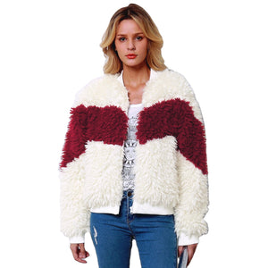 New Hot-selling Hit Color Fake Fur Jacket Women's Short Teddy Bear Coats Baseball Sheepskin Coat Women