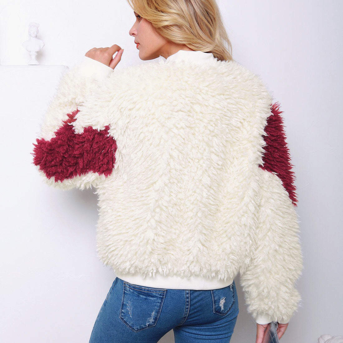 New Hot-selling Hit Color Fake Fur Jacket Women's Short Teddy Bear Coats Baseball Sheepskin Coat Women