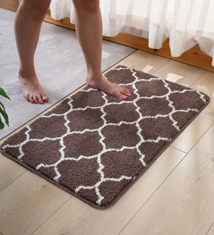 Rhombus Design Microfiber Carpet Anti-Silp and Water Absorbent Bathroom mat Living Room Rug