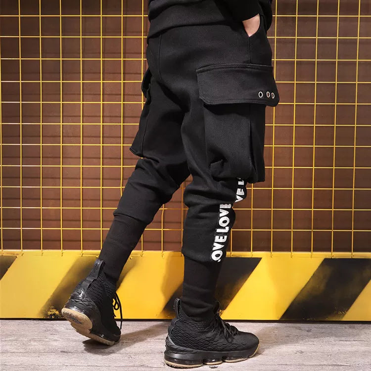 Mens tapered cargo black printed fit jogger pants