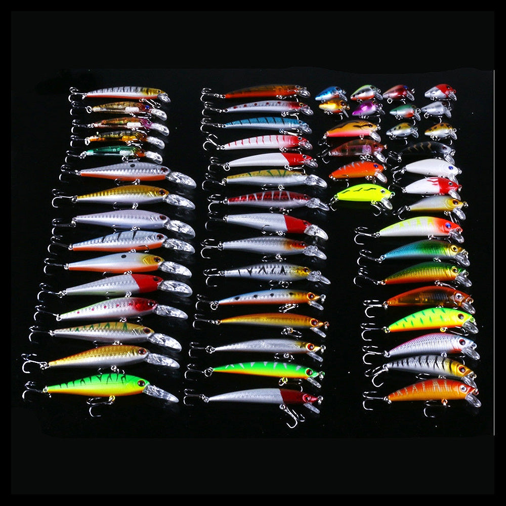 Fishing Lures 56 pcs/set Kit Mixed Including Minnow CrankBait Hooks Saltwater Freshwater Trout Bass