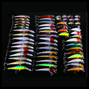 Fishing Lures 56 pcs/set Kit Mixed Including Minnow CrankBait Hooks Saltwater Freshwater Trout Bass