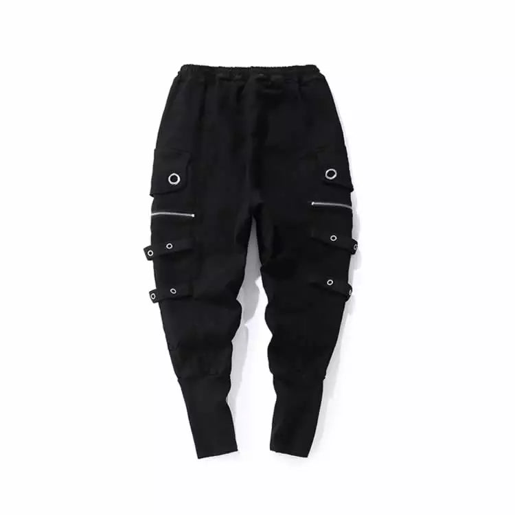 Mens Black Drawstring Casual Tapered Jogger Pants