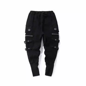 Mens Black Drawstring Casual Tapered Jogger Pants