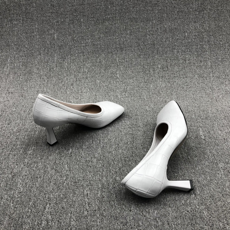 New arrival mid heel square toe women dress shoes ladies high heel shoes