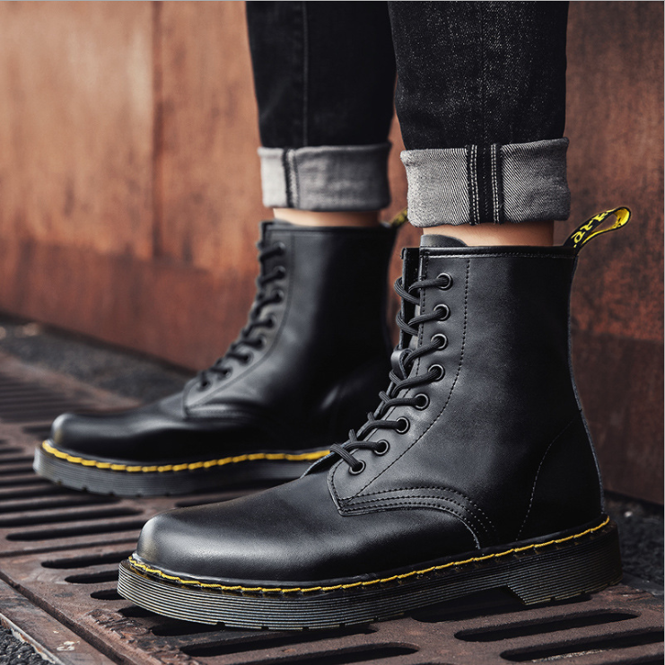 New Style Genuine Leather Shoes Work Boots Classic Flat Boots Men Botas Waterproof and keep warm Ankle Boots