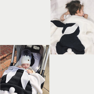 Children's air conditioning blanket baby boys and girls knitted blanket sprouting rabbit wool quilt