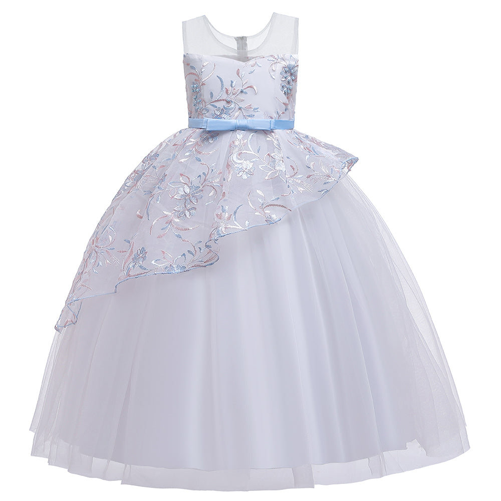 Wedding Long Party Wear Fashion Flower Girl Dress Lace Flowers Kids Evening Gowns