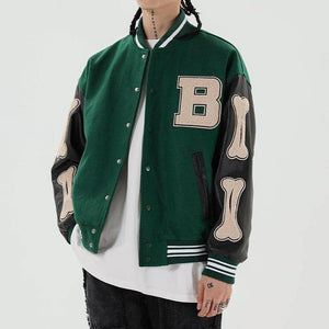 Embroider Patched Logo Letterman Varsity Men Baseball Jackets With Leather Sleeves