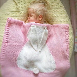 Children's air conditioning blanket baby boys and girls knitted blanket sprouting rabbit wool quilt