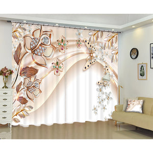 High Quality European jewelry curtains 3D Landscape Blackout Curtains