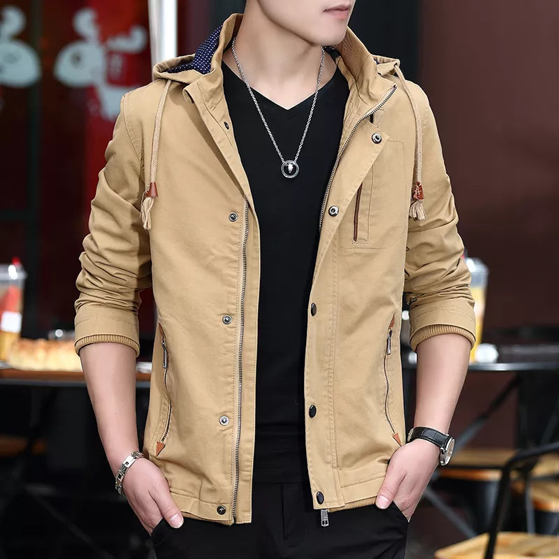 Slim Fit Cotton Bomber High Quality Army Green Windproof Hooded Jacket