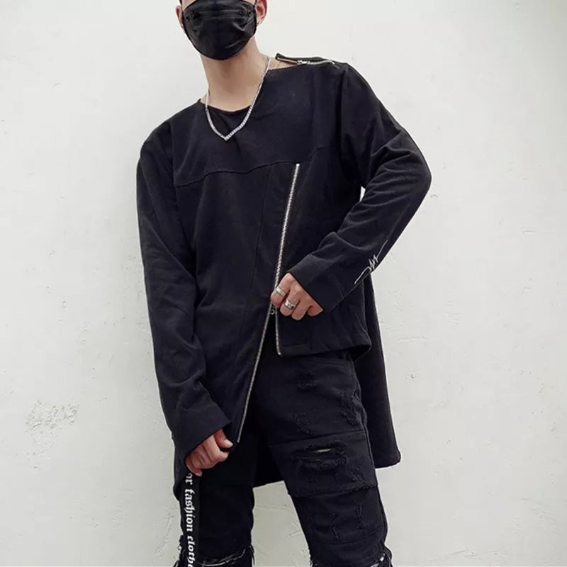 New Street Clothing Men's Sweatshirt Black Blank Zipper Sweatshirt