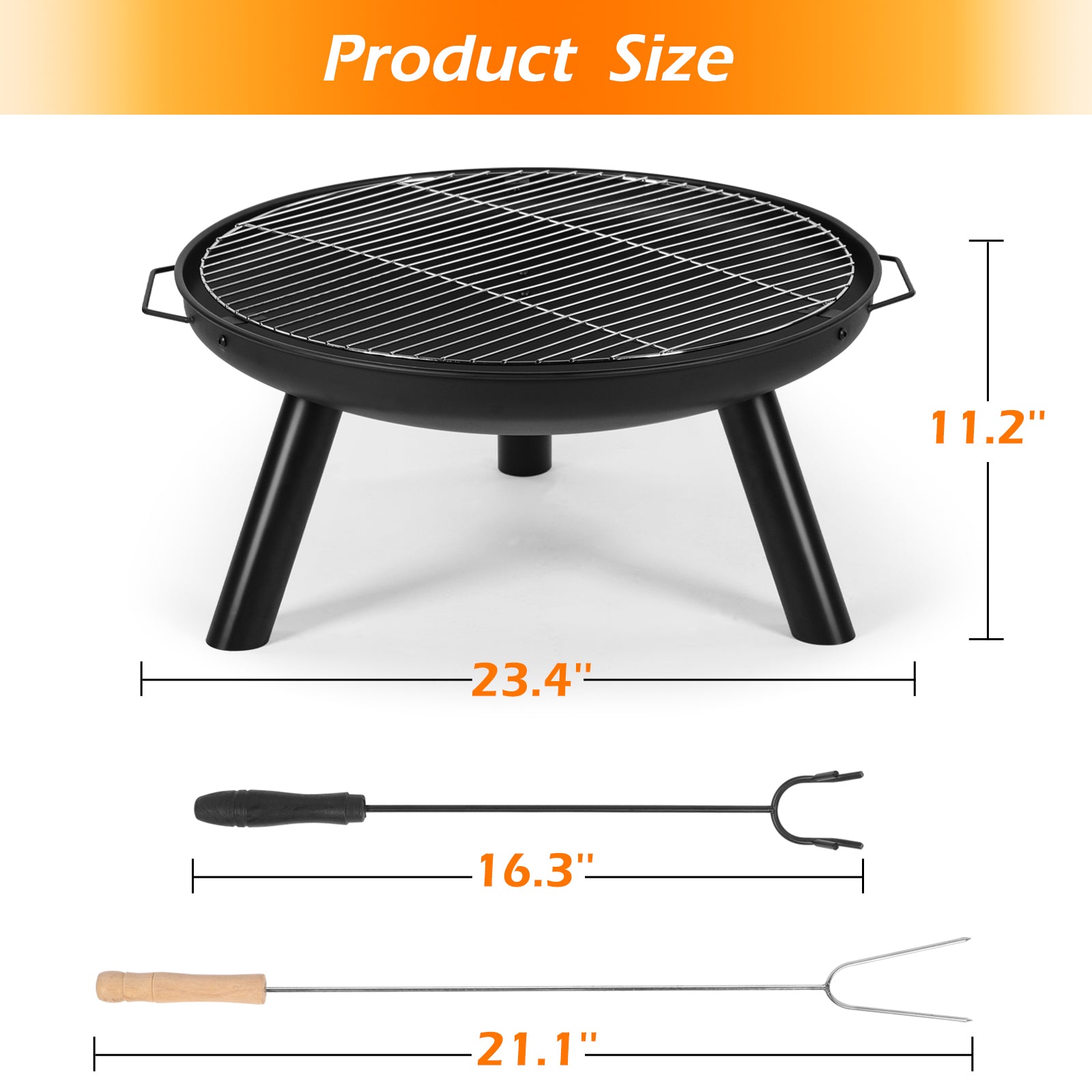 60CM 3 in 1 Portable Garden Fire Pit